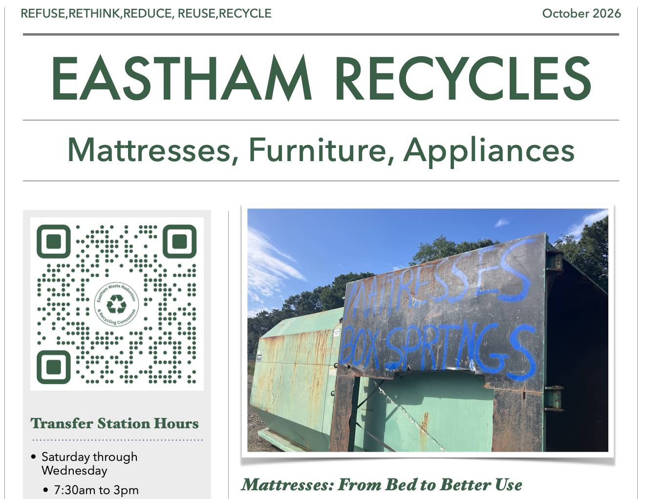 Newsletter: October 2026 (Mattresses, Furniture, Appliances)